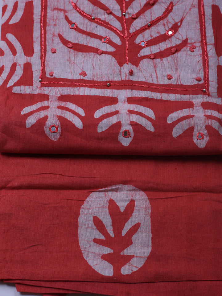 Printed Cotton Blend Unstitched Suit With Dupatta
