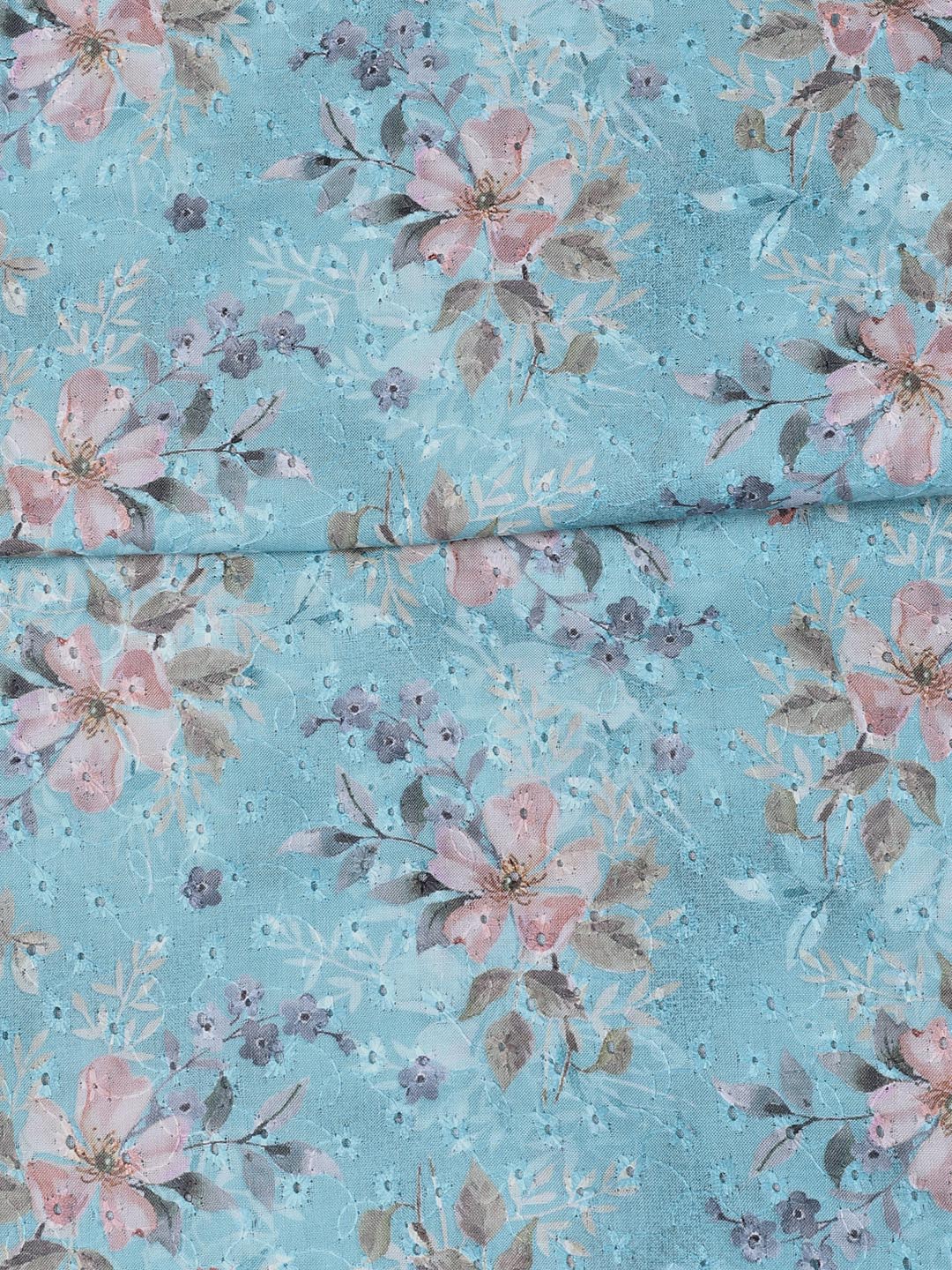 Printed Cotton Blend Unstitched Suit With Dupatta