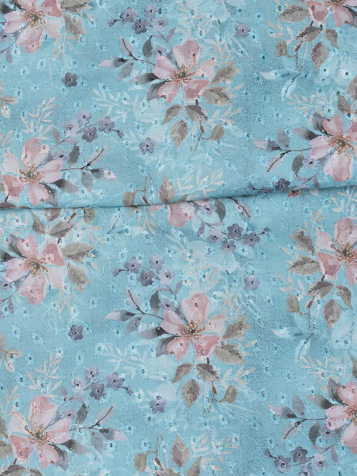 Printed Cotton Blend Unstitched Suit With Dupatta