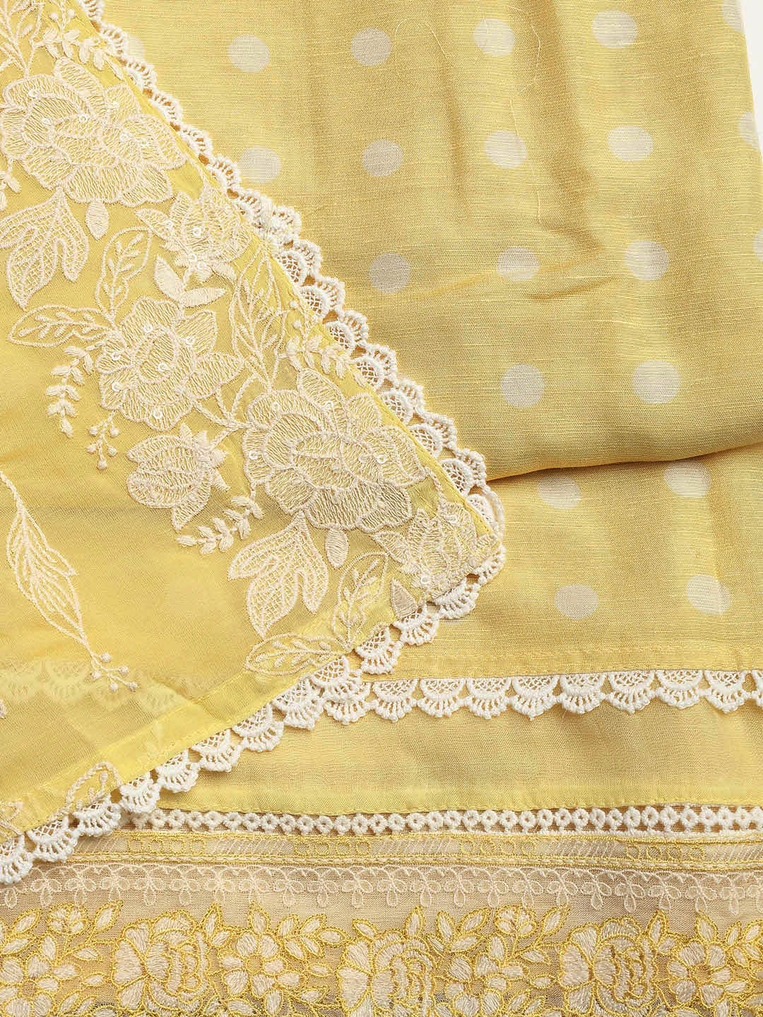 Embroidery Linen Unstitched Suit With Dupatta