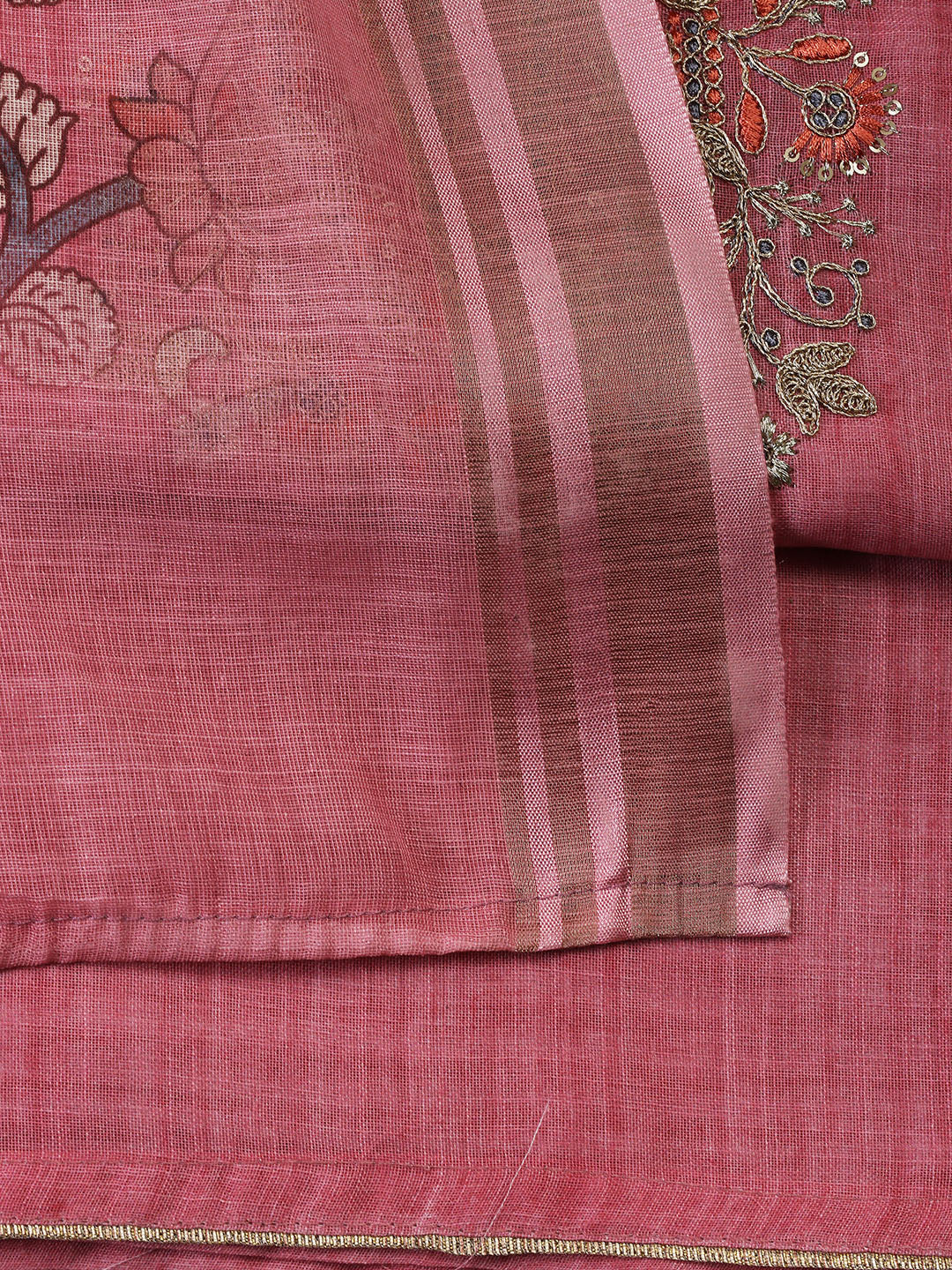 Neck Embroidered Cotton Blend Unstitched Suit With Dupatta