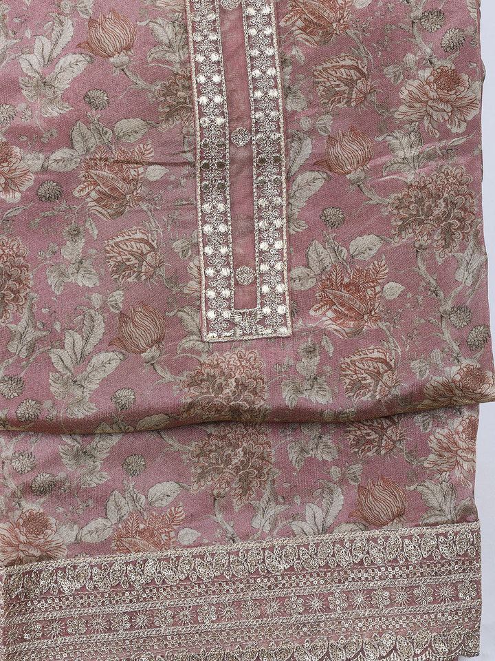 Neck Embroidered Tissue Unstitched Suit With Dupatta