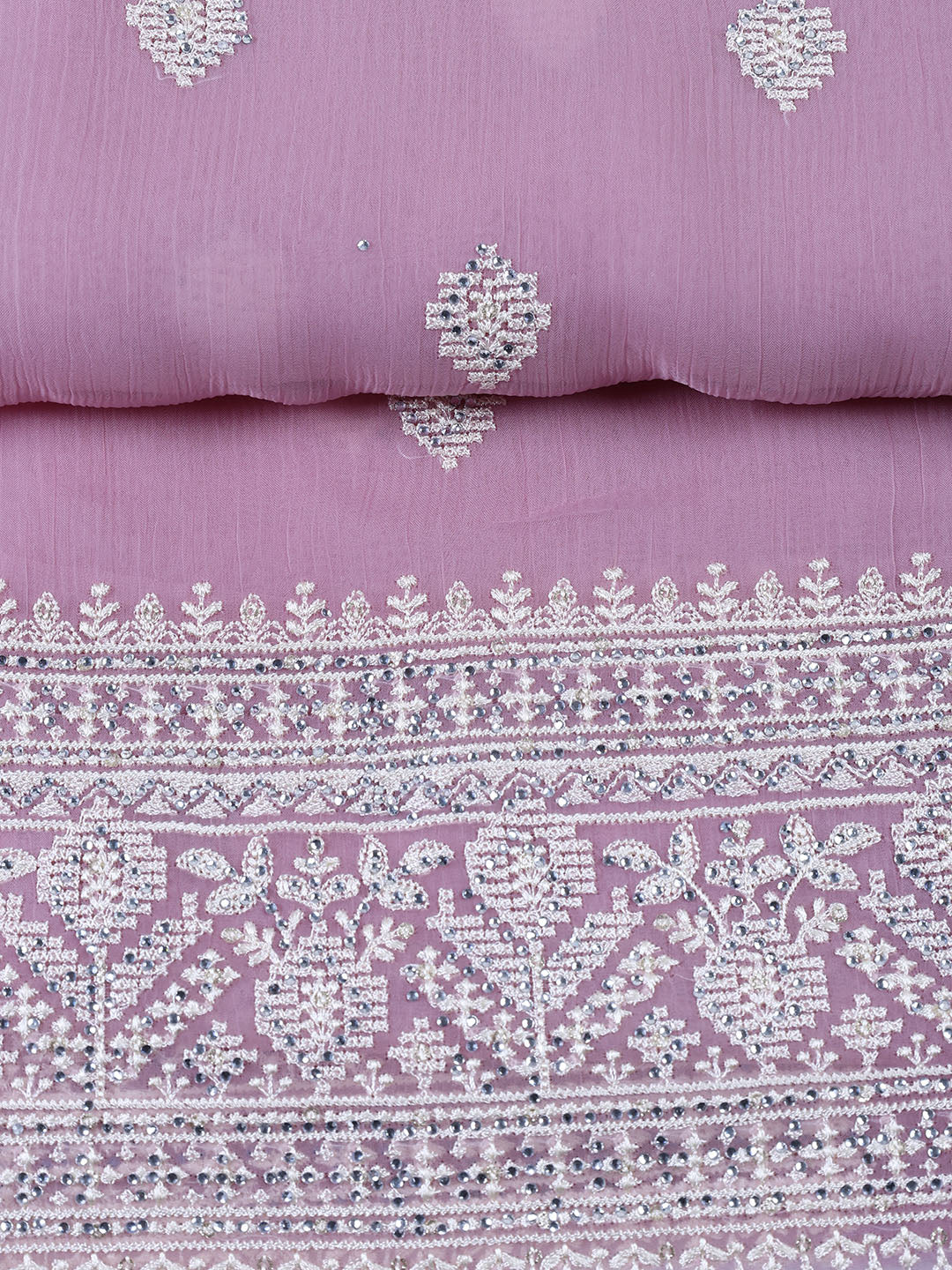 Embroidered Organza Unstitched Suit With Dupatta