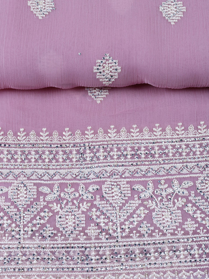 Embroidered Organza Unstitched Suit With Dupatta