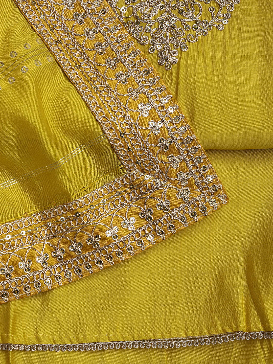 Neck Embroidery Chanderi Unstitched Suit With Dupatta