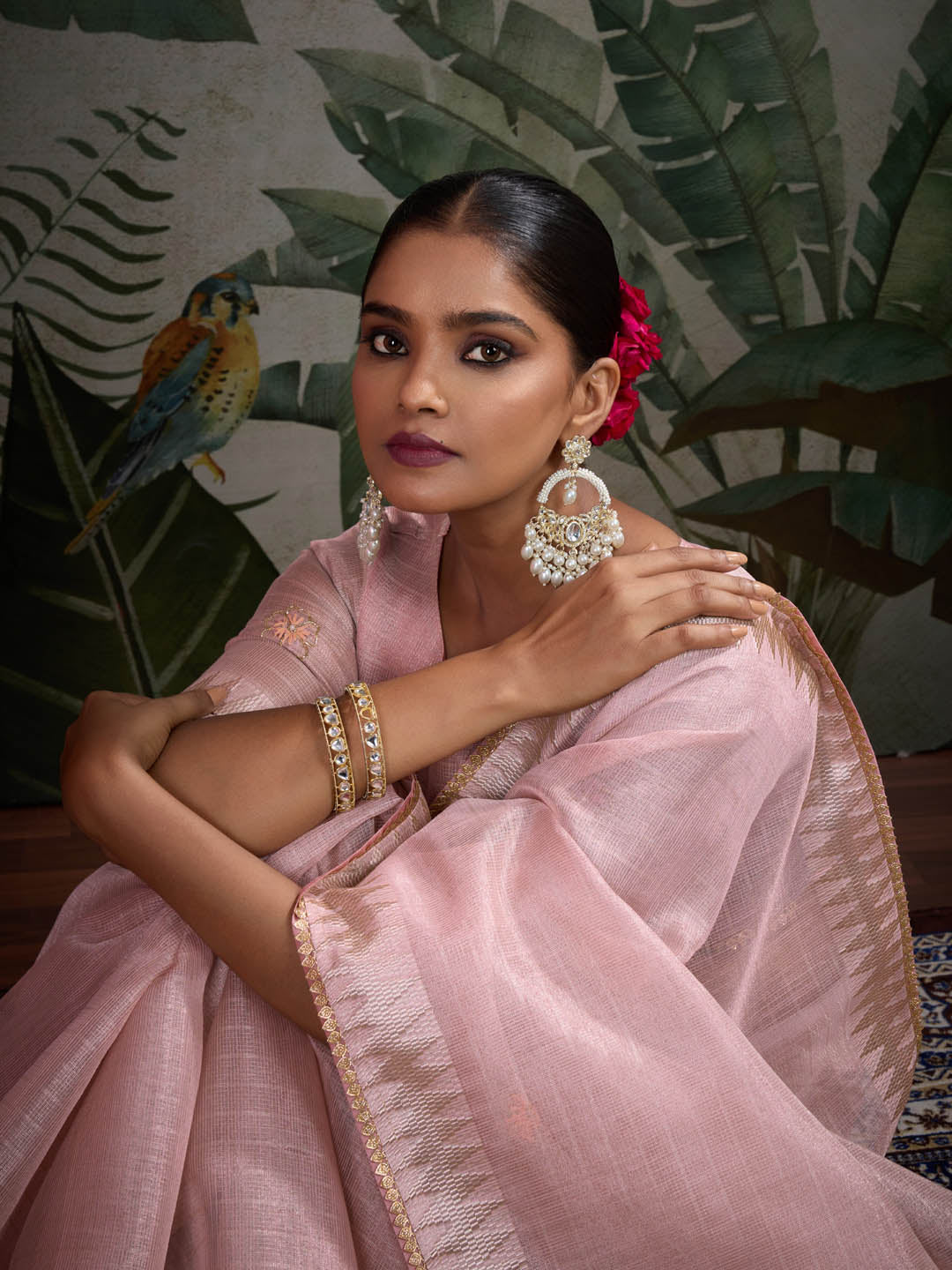 Woven Border Linen Saree