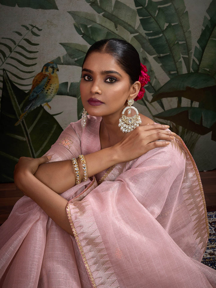 Woven Border Linen Saree