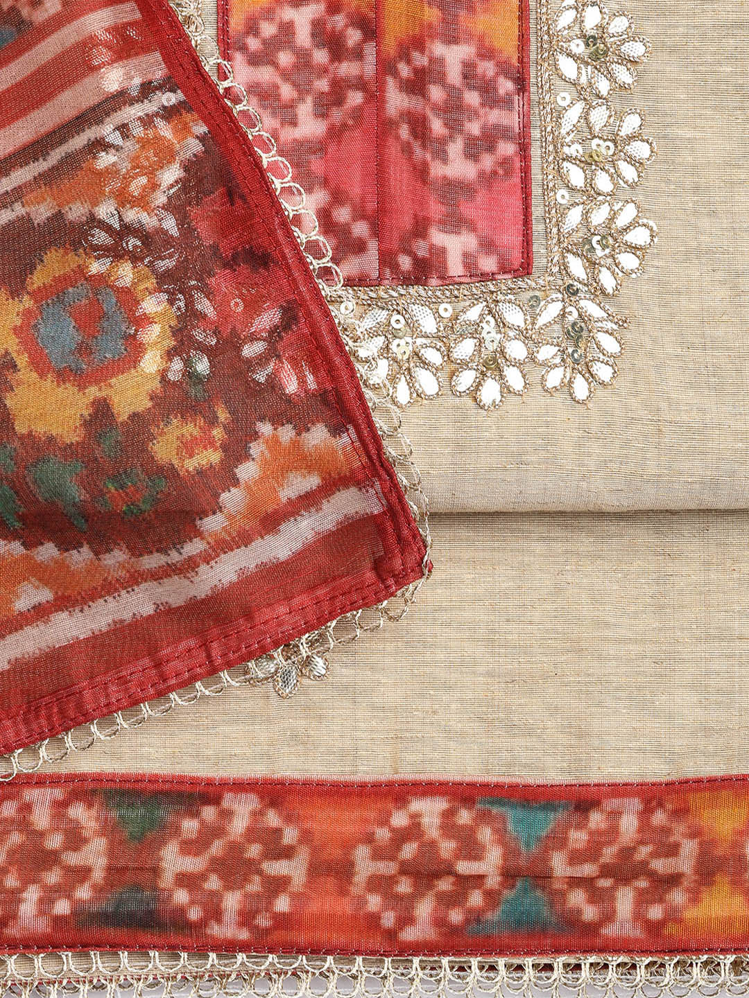 Printed Linen Unstitched Suit With Dupatta
