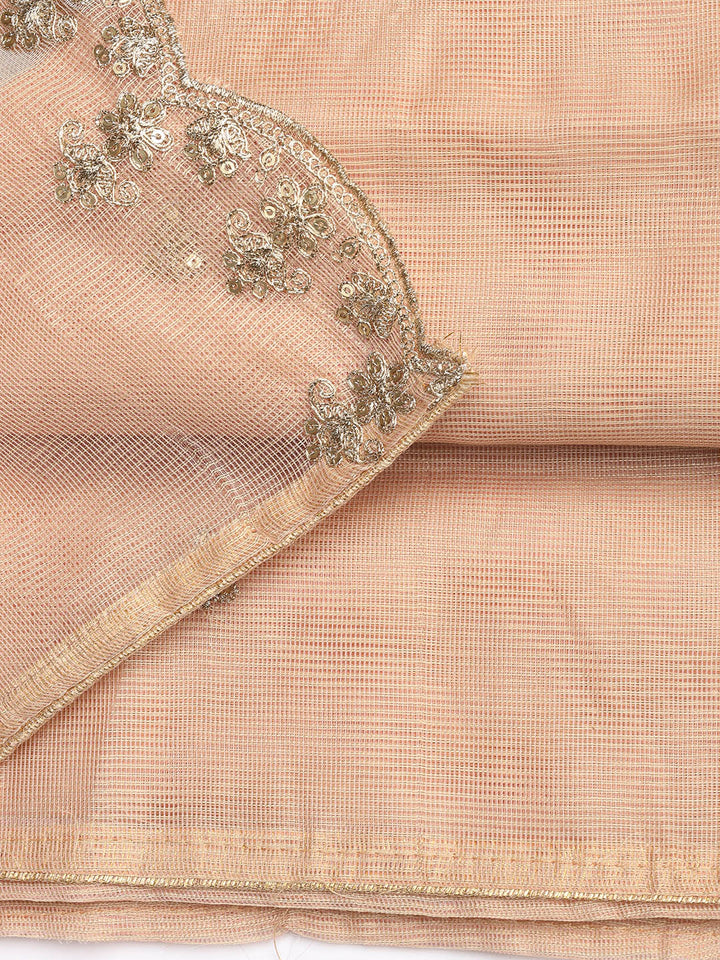 Embroidered Cotton Blend Unstitched Suit Piece With Dupatta
