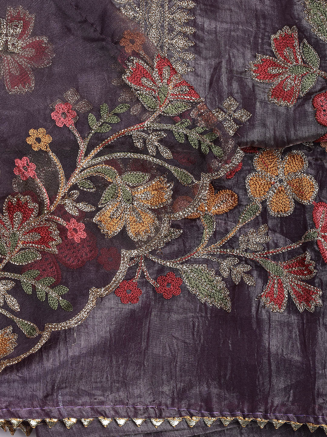 Neck Embroidery Organza Unstitched Suit Piece With Dupatta