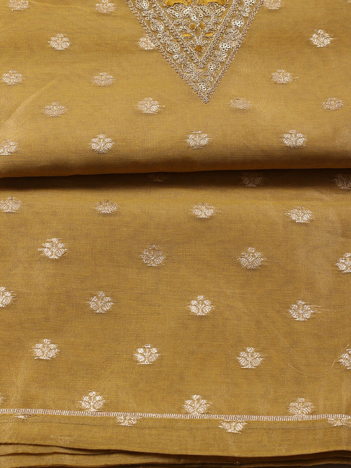 Neck Embroidered Tissue Unstitched Suit Piece With Dupatta