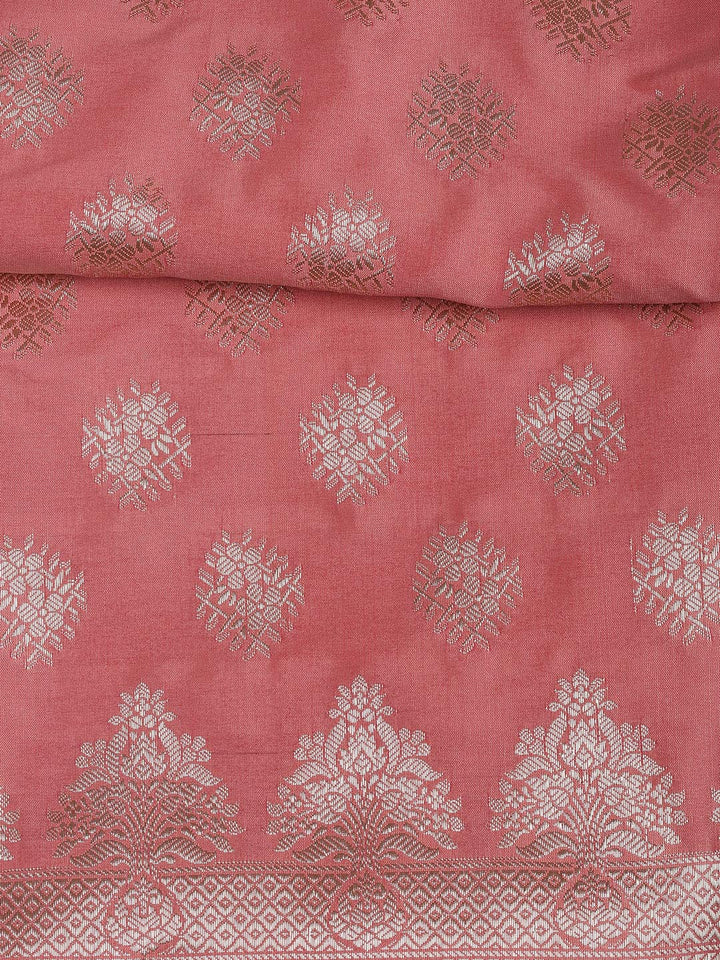 Floral Woven Booti Chanderi Unstitched Suit With Dupatta
