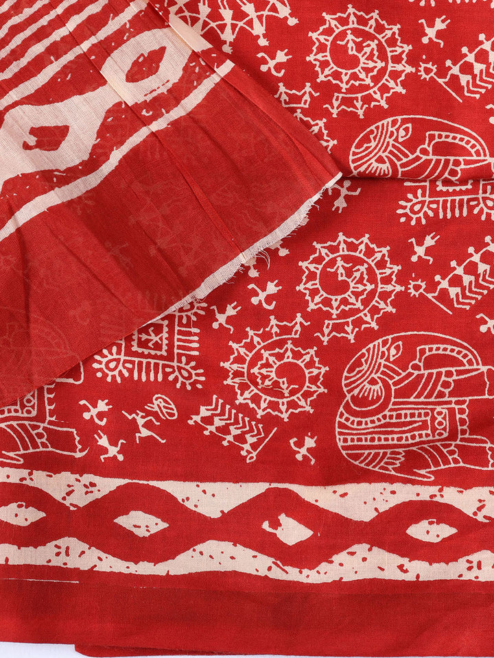 Printed Cotton Blend Unstitched Suit With Dupatta