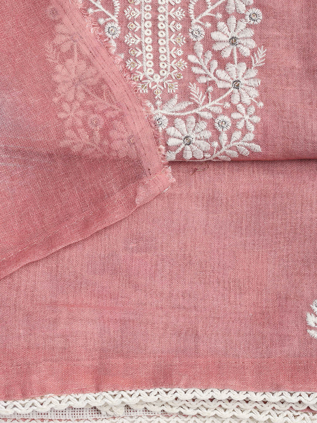 Embroidered Chanderi Unstitched Suit Piece With Dupatta