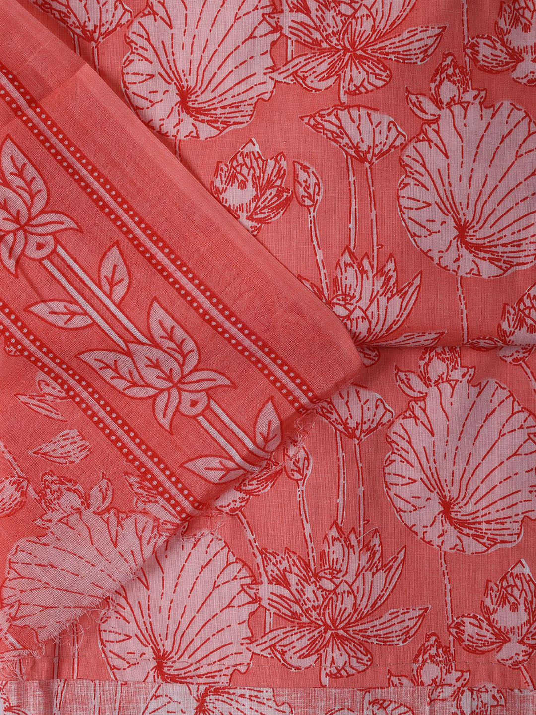 Neck Woek Cotton Blend Unstitched Suit With Dupatta