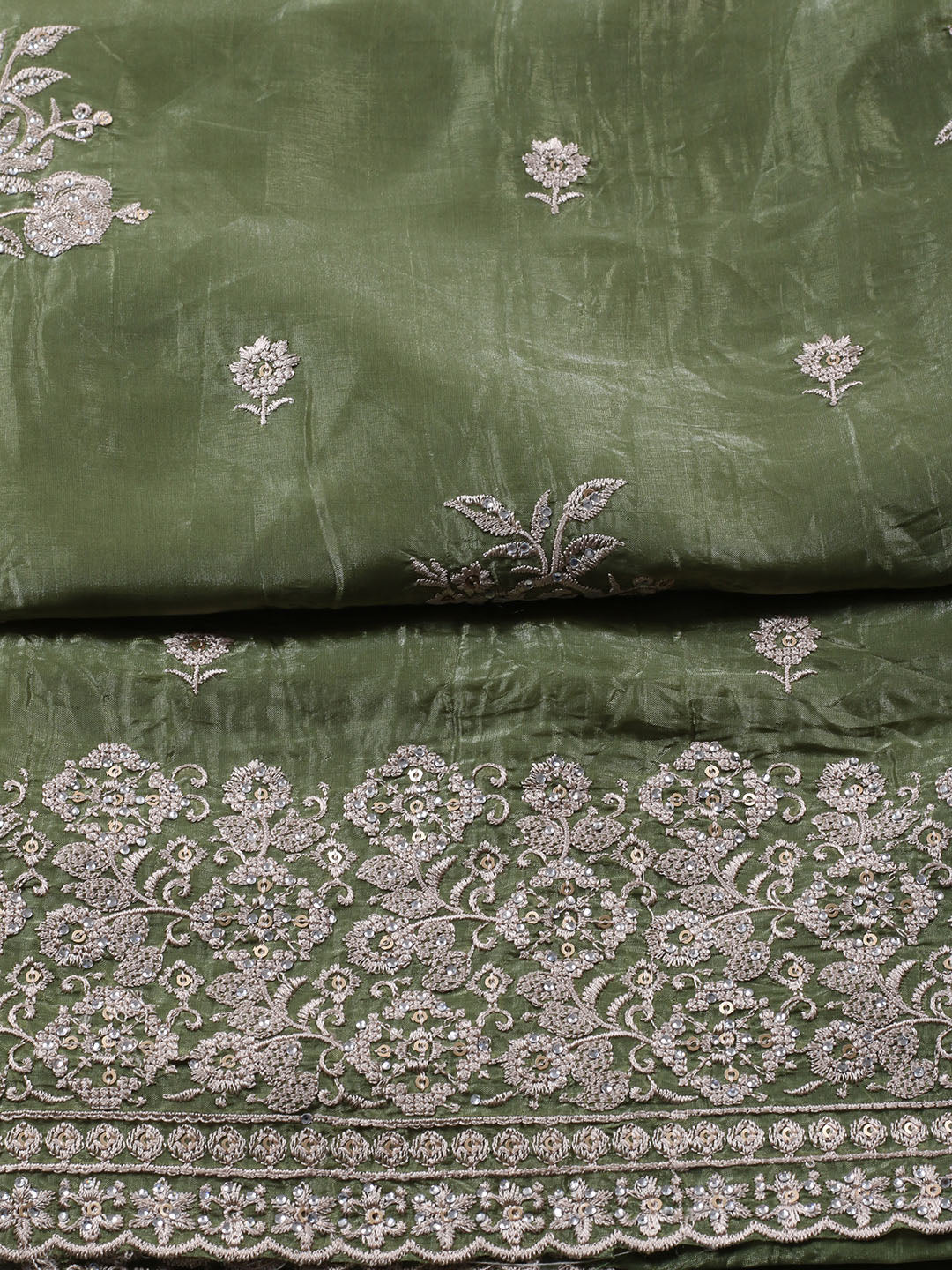 Embroidery Tissue Unstitched Suit Piece With Dupatta