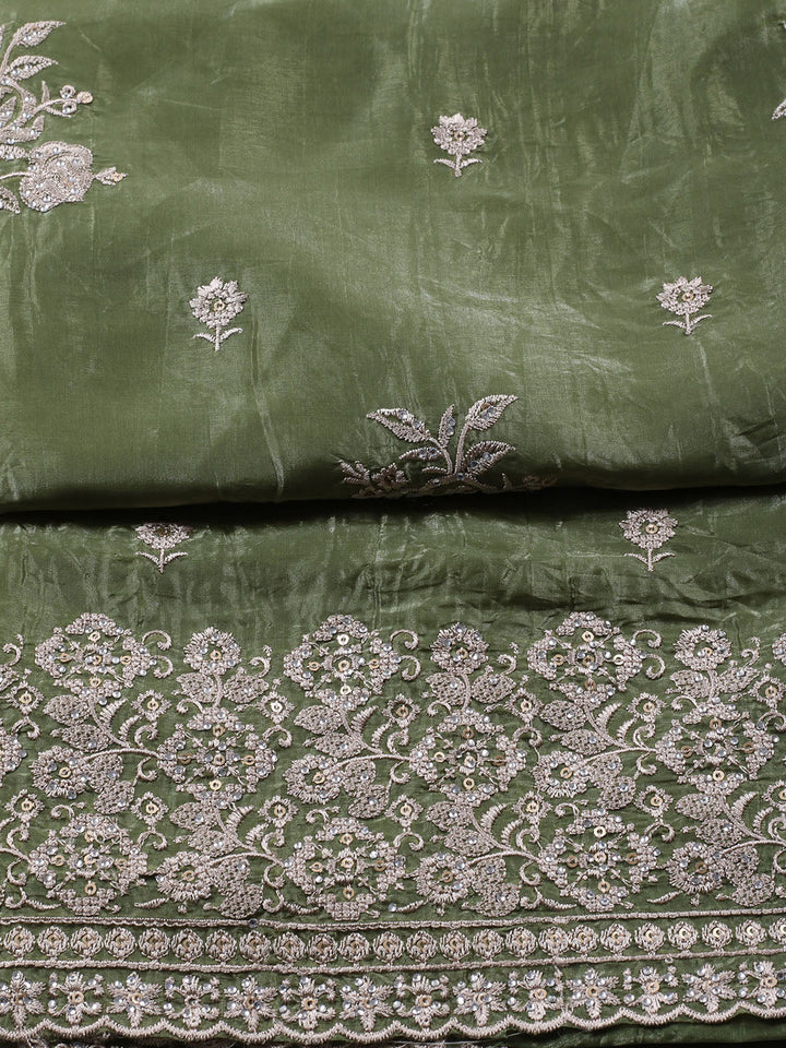 Embroidery Tissue Unstitched Suit Piece With Dupatta
