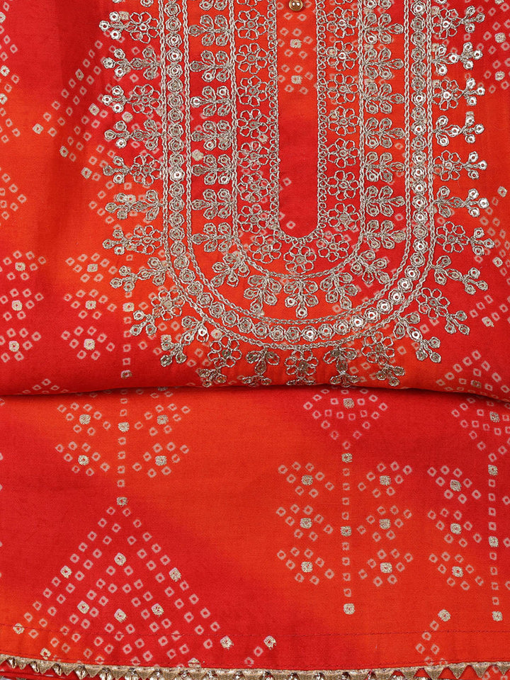 Neck Embroidered Cotton Blend Unstitched Suit With Dupatta