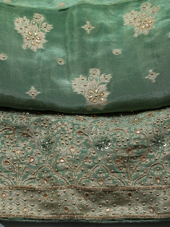 Woven Tissue Unstitched Suit Piece With Dupatta