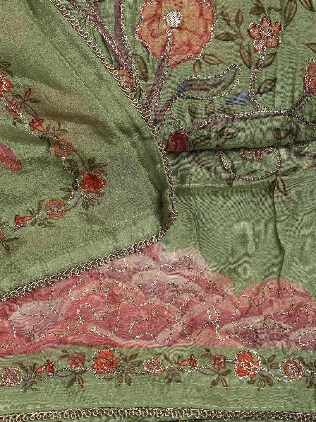 Gota Work Muslin Unstitched Suit Piece With Dupatta