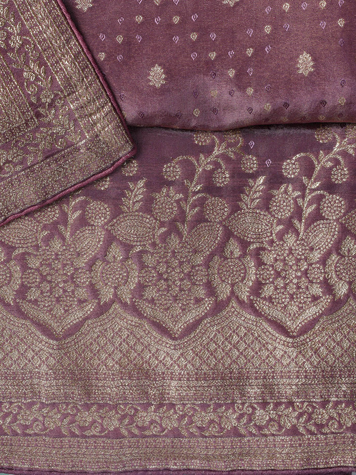 Embroidered Art Silk Unstitched Suit Piece With Dupatta