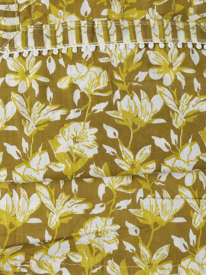 Printed Cotton Blend Unstitched Suit With Dupatta