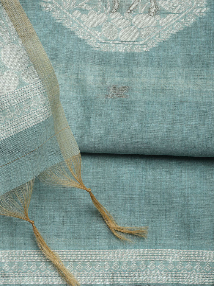 Woven Chanderi Unstitched Suit With Dupatta