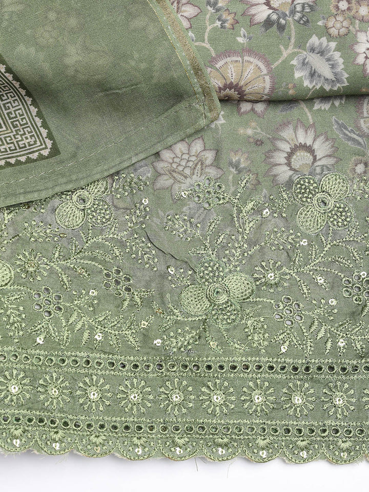 Printed Muslin Unstitched Suit With Dupatta