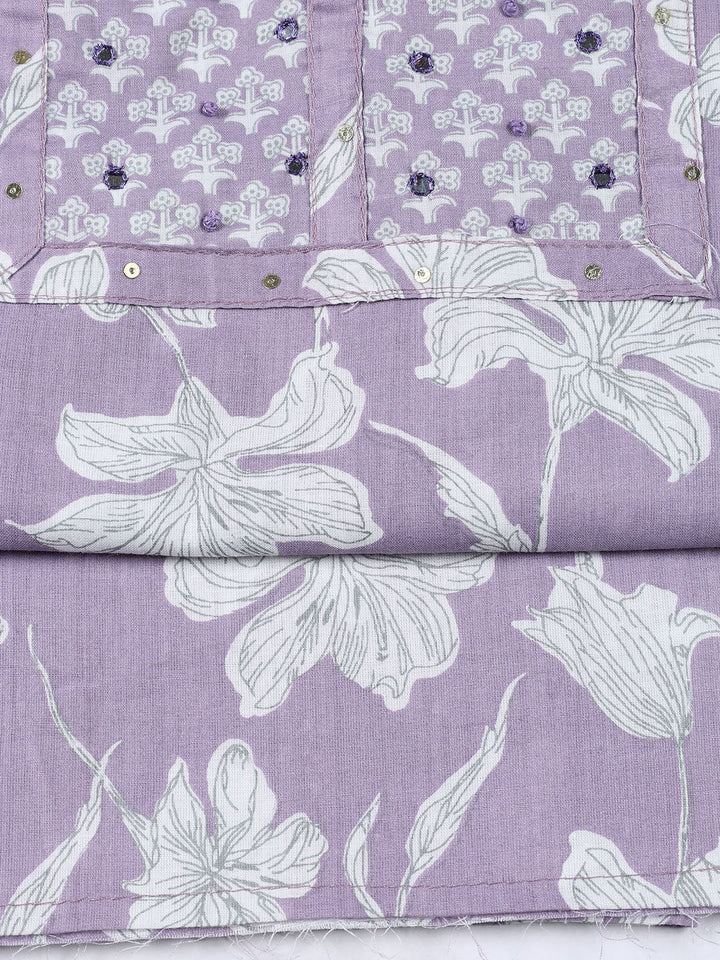 Neck Patti Cotton Blend Unstitched Suit With Dupatta