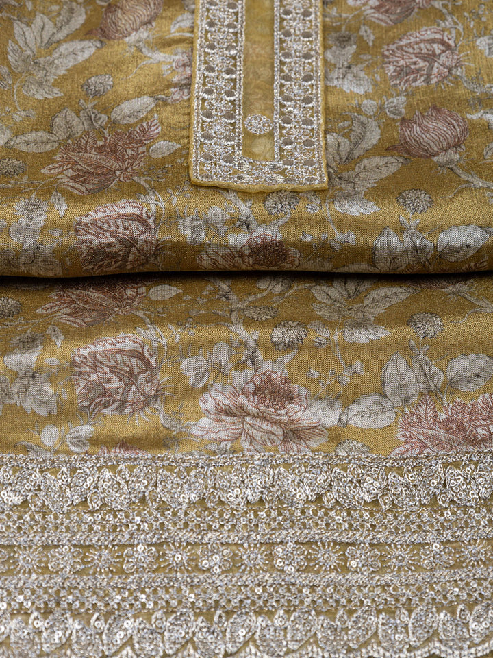 Neck Embroidered Tissue Unstitched Suit With Dupatta