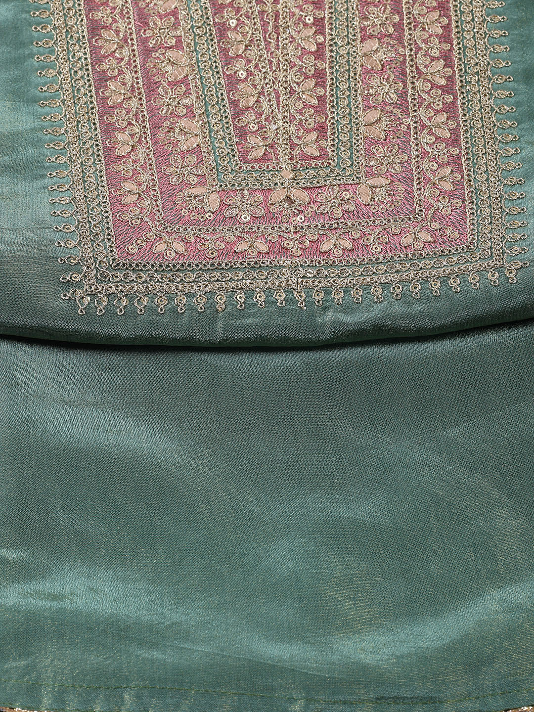 Neck Embroidered Tissue Unstitched Suit With Dupatta