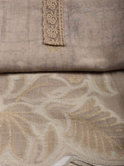 Embroidery Linen Unstitched Suit With Dupatta