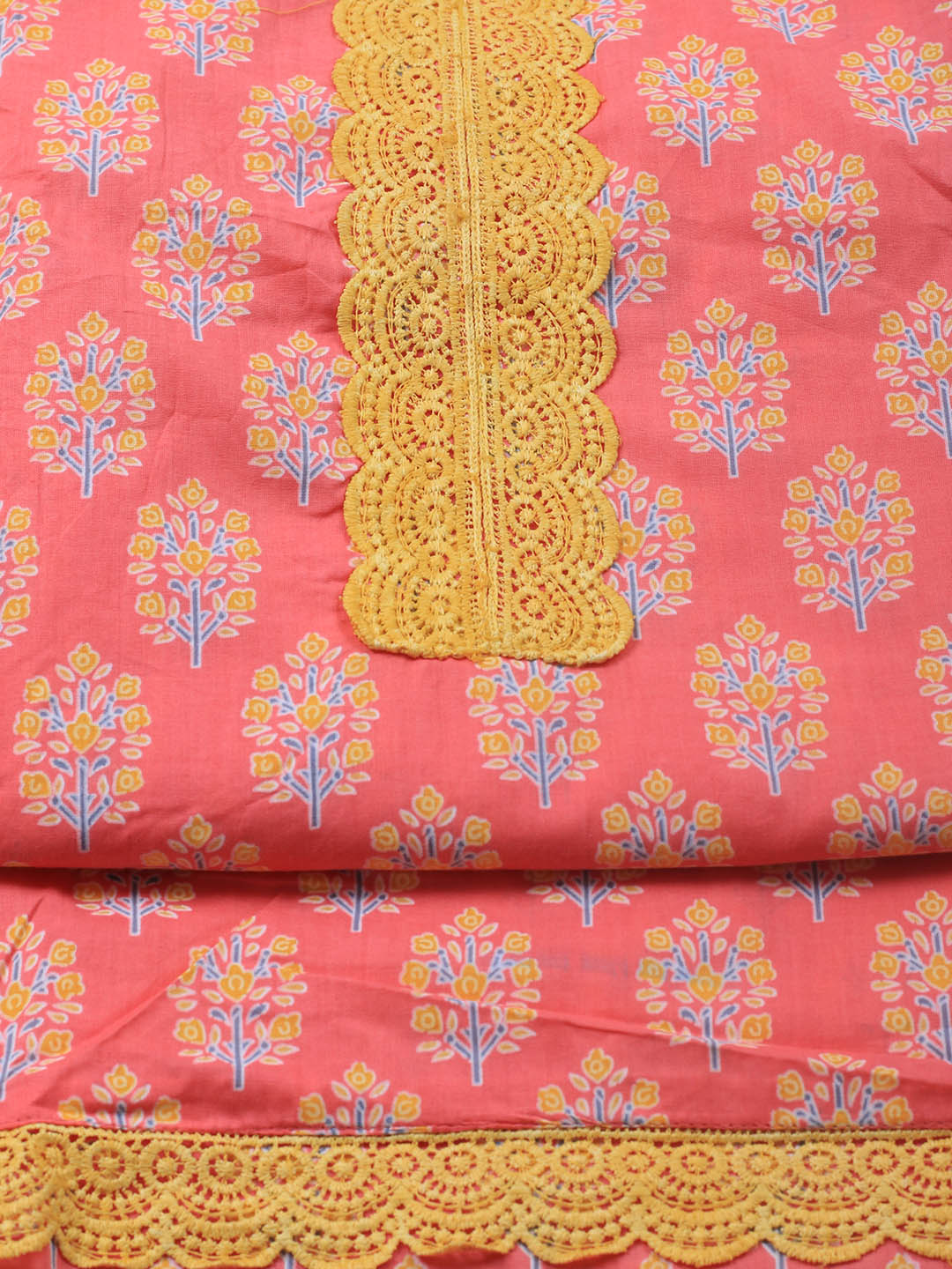 Printed Cotton Blend Unstitched Suit Piece With Dupatta