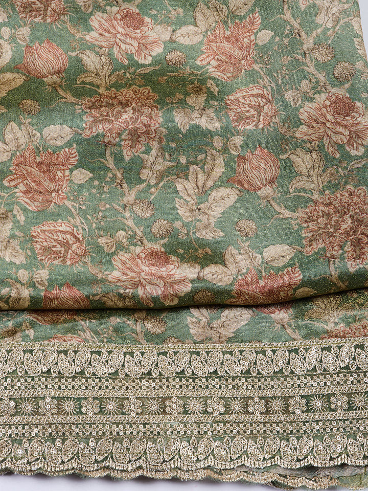 Neck Embroidered Tissue Unstitched Suit With Dupatta