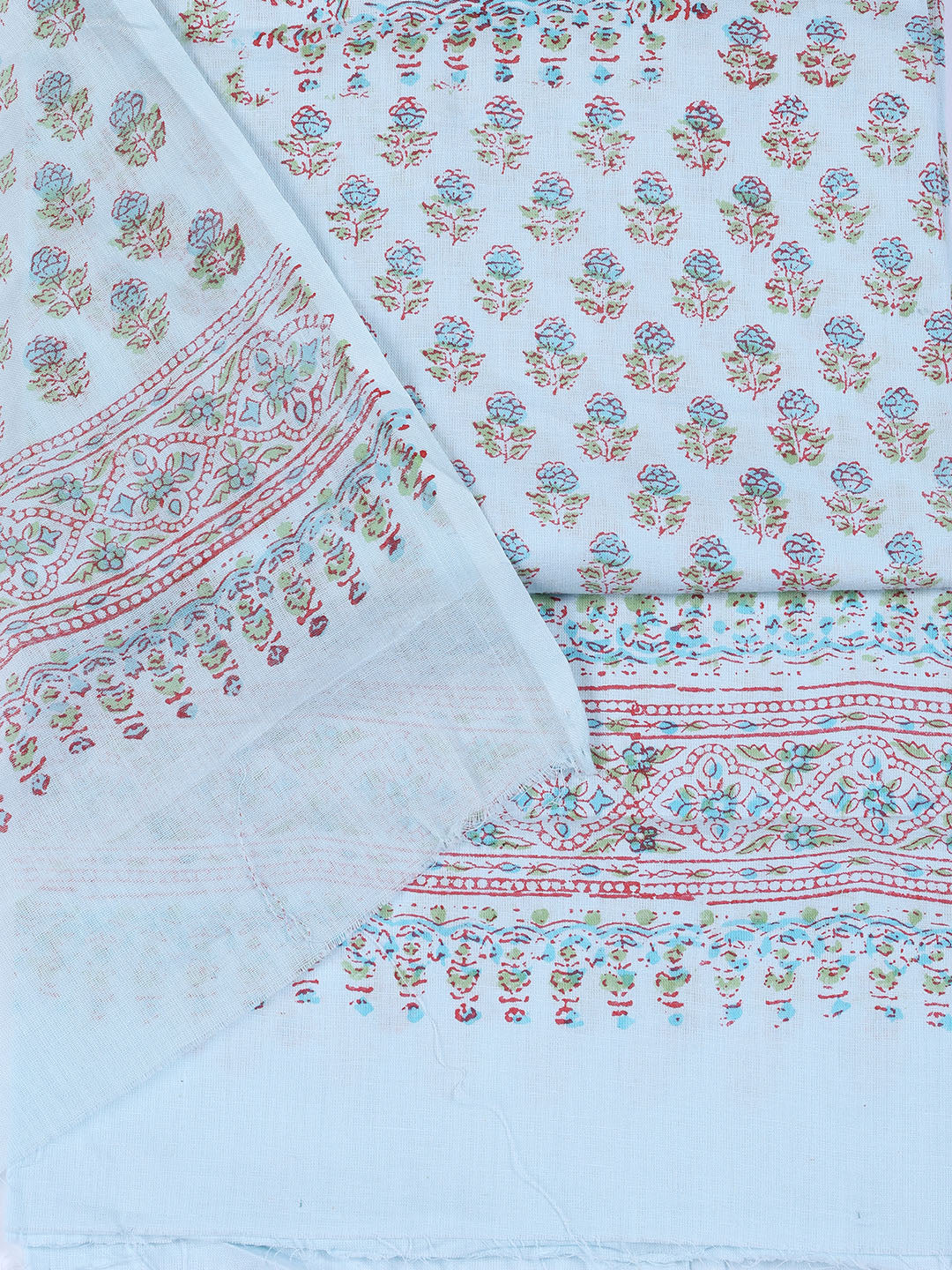 Neck Work Cotton Blend Unstitched Suit With Dupatta