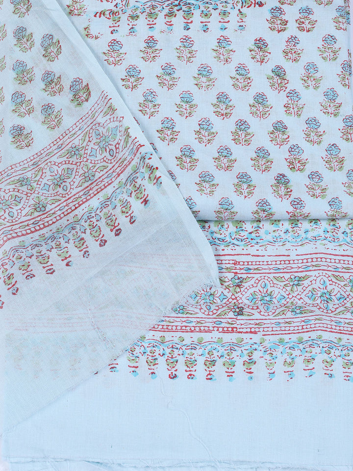 Neck Work Cotton Blend Unstitched Suit With Dupatta