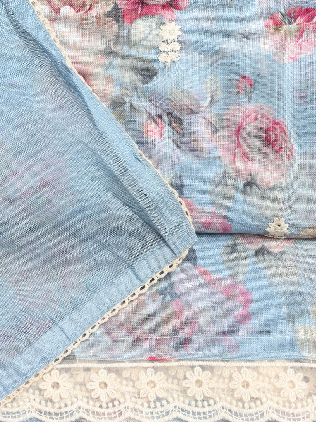 Printed Linen Unstitched Suit Piece With Dupatta