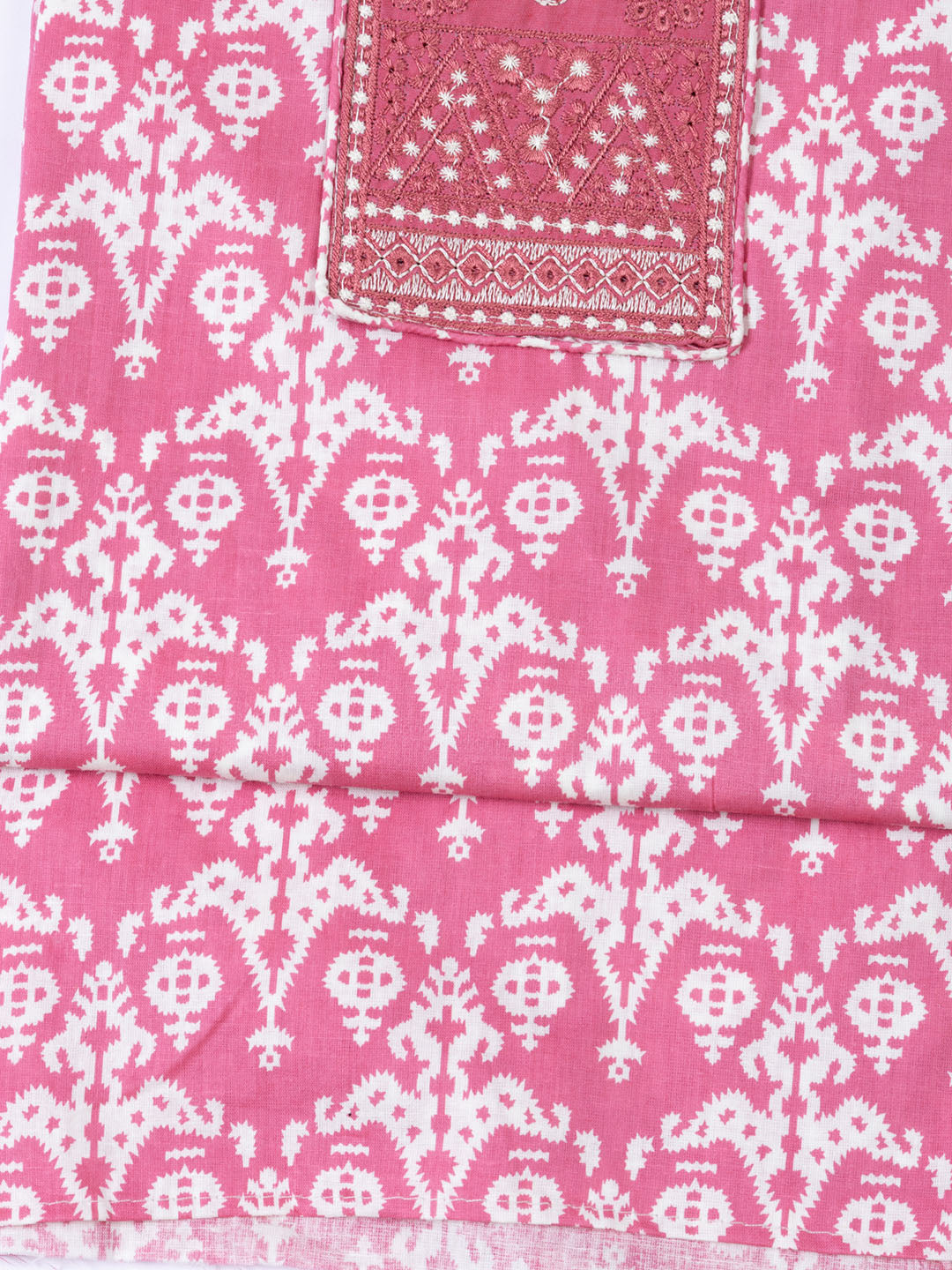 Printed Cotton Blend Unstitched Suit With Dupatta
