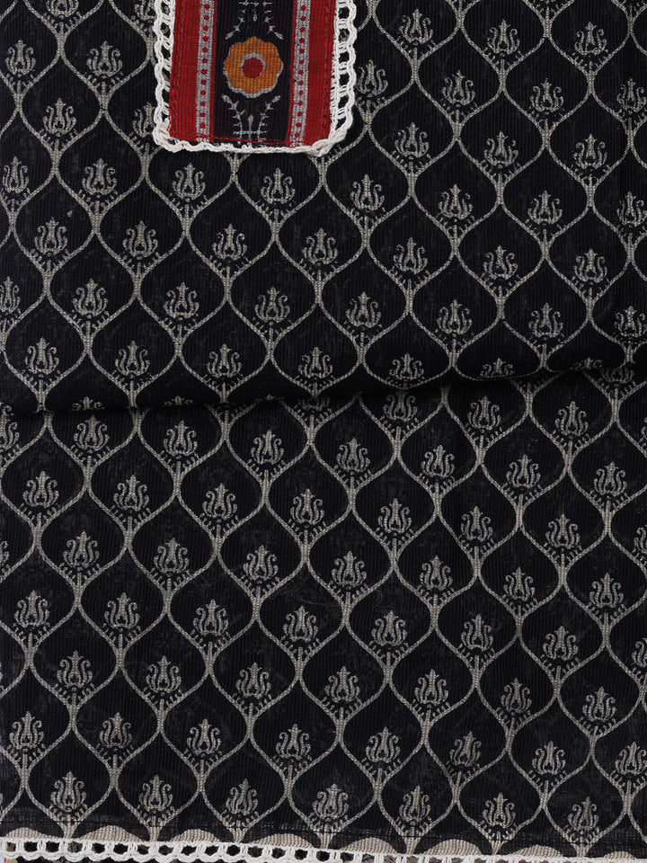 Printed Cotton Blend Unstitched Suit With Dupatta