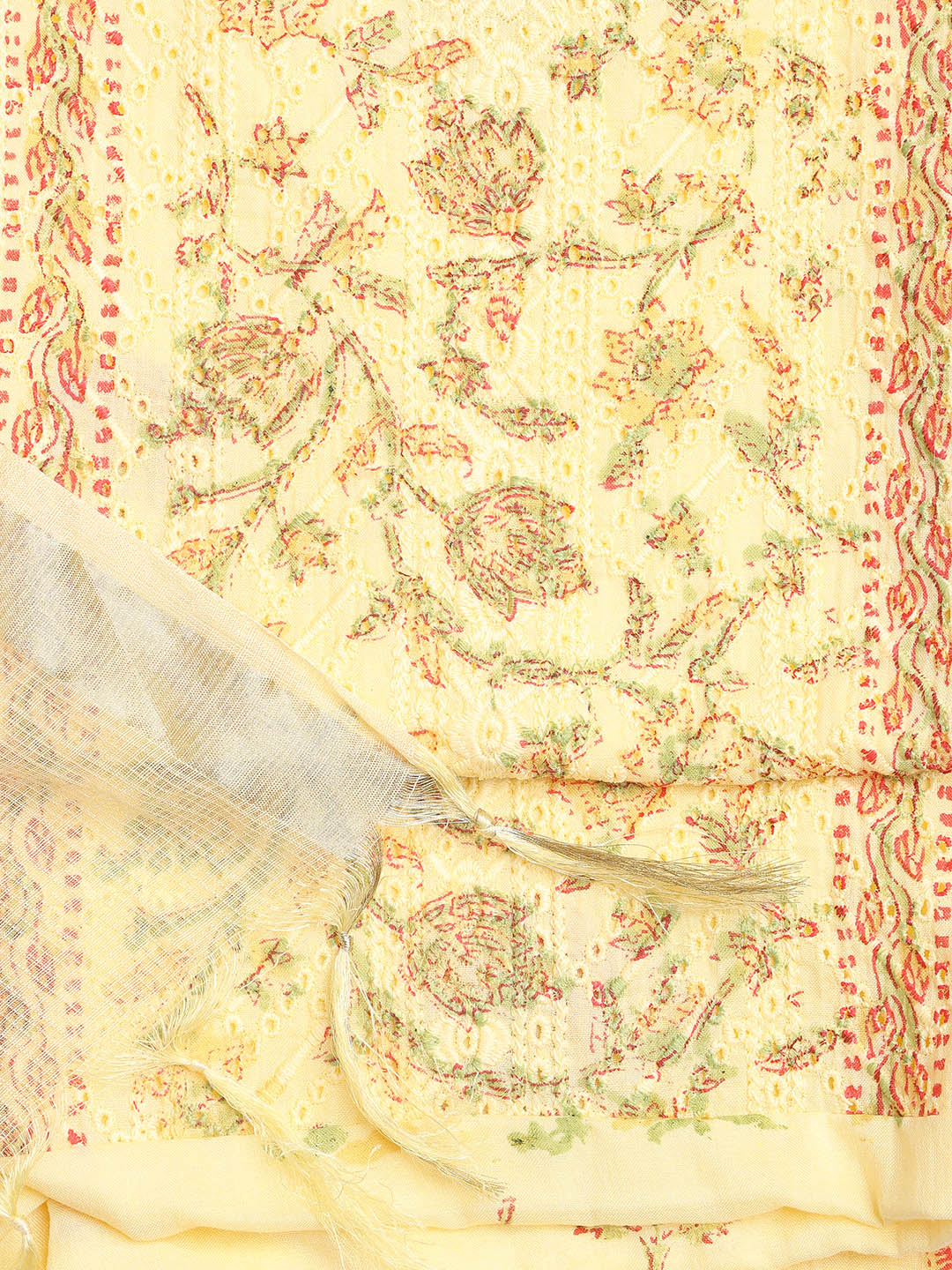 Printed Cotton Blend Unstitched Suit With Dupatta