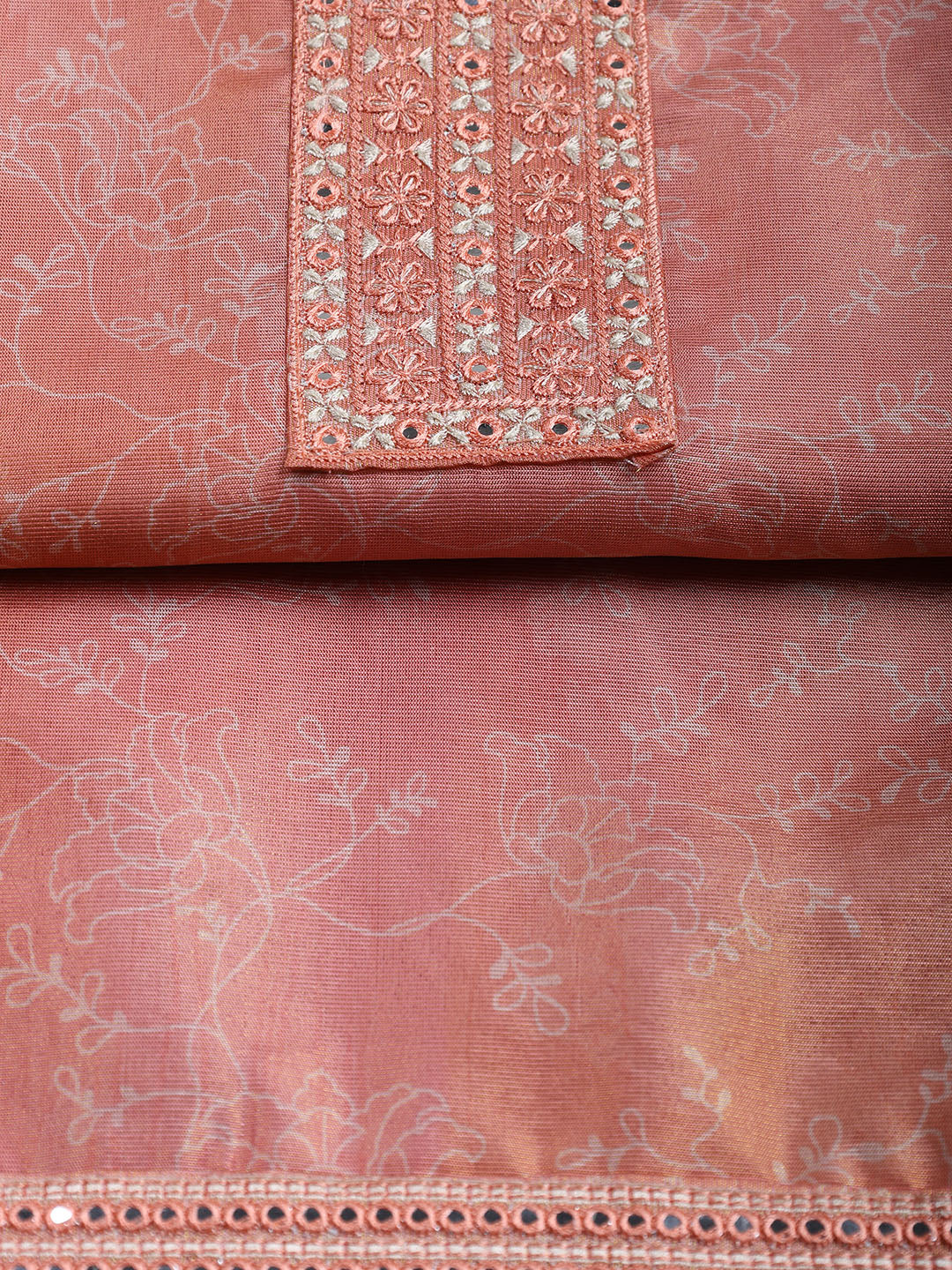 Neck Embroidered Tissue Unstitched Suit With Dupatta