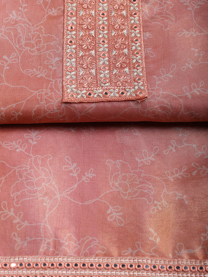 Neck Embroidered Tissue Unstitched Suit With Dupatta