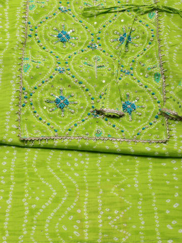 Neck Embroidered Cotton Unstitched Suit Piece With Dupatta