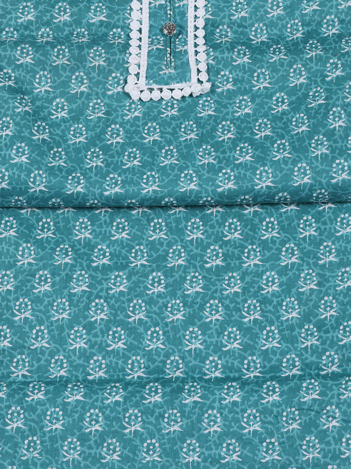 Neck Work Cotton Blend Unstitched Suit With Dupatta