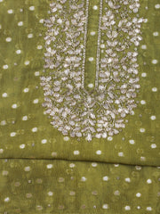 Neck Embroidery Organza Unstitched Suit Piece With Printed Dupatta