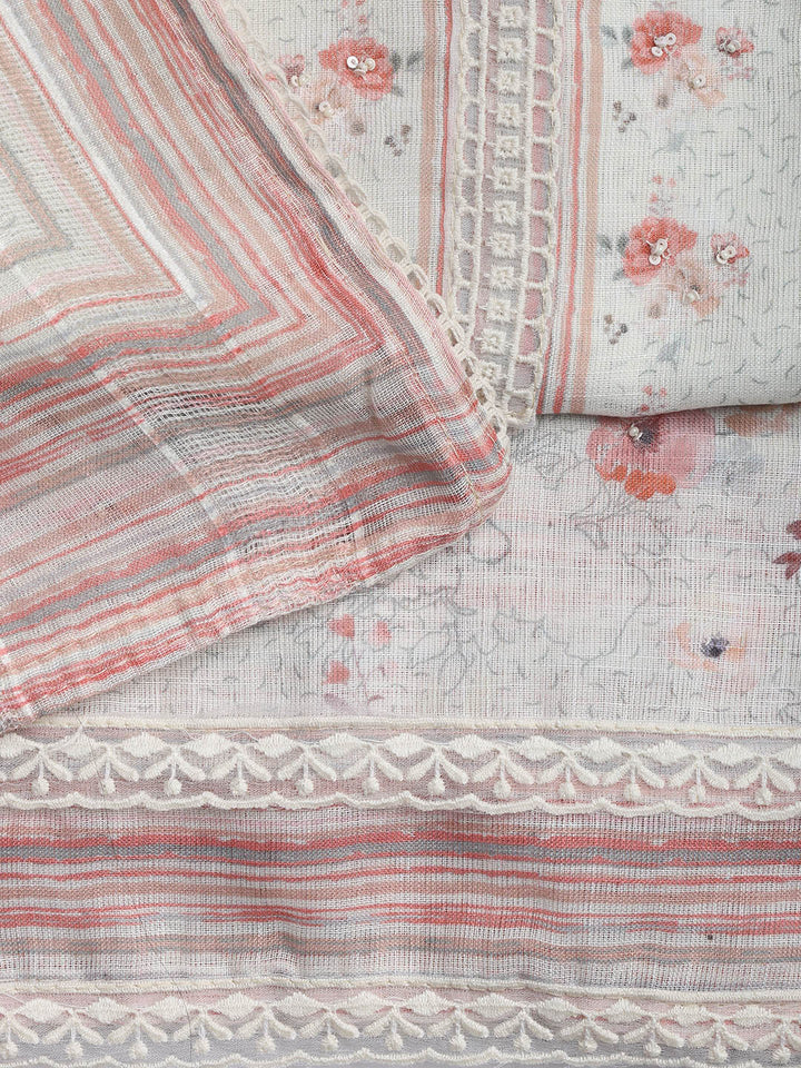 Printed Cotton Blend Unstitched Suit With Dupatta
