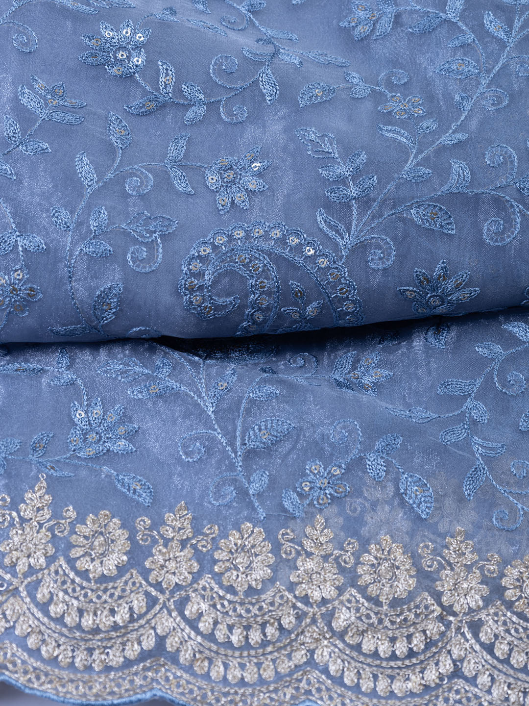 Embroidered Organza Unstitched Suit With Dupatta