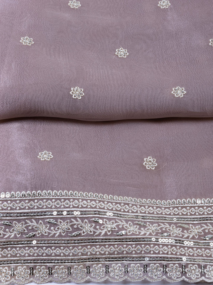 Embroidered Organza Unstitched Suit With Dupatta