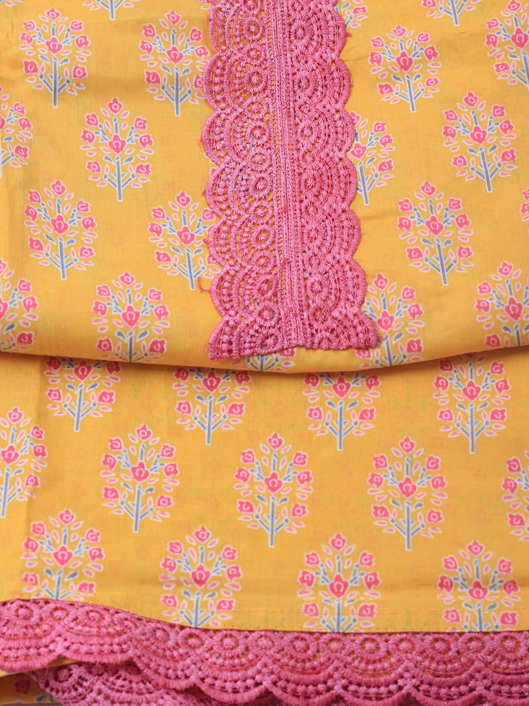 Printed Cotton Blend Unstitched Suit Piece With Dupatta