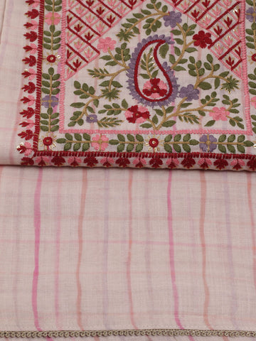 Kantha Print Chanderi Unstitched Suit With Dupatta